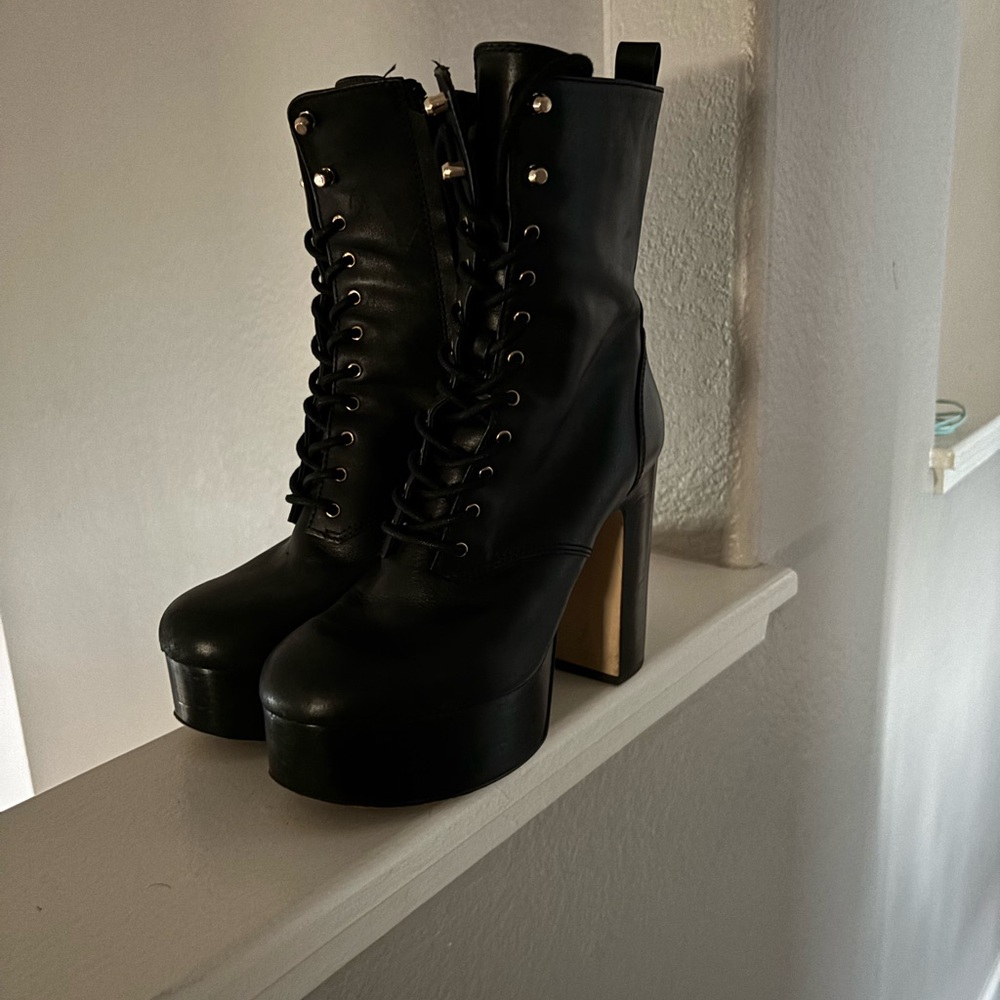Michael Kors Black Lace-Up Platform Boots